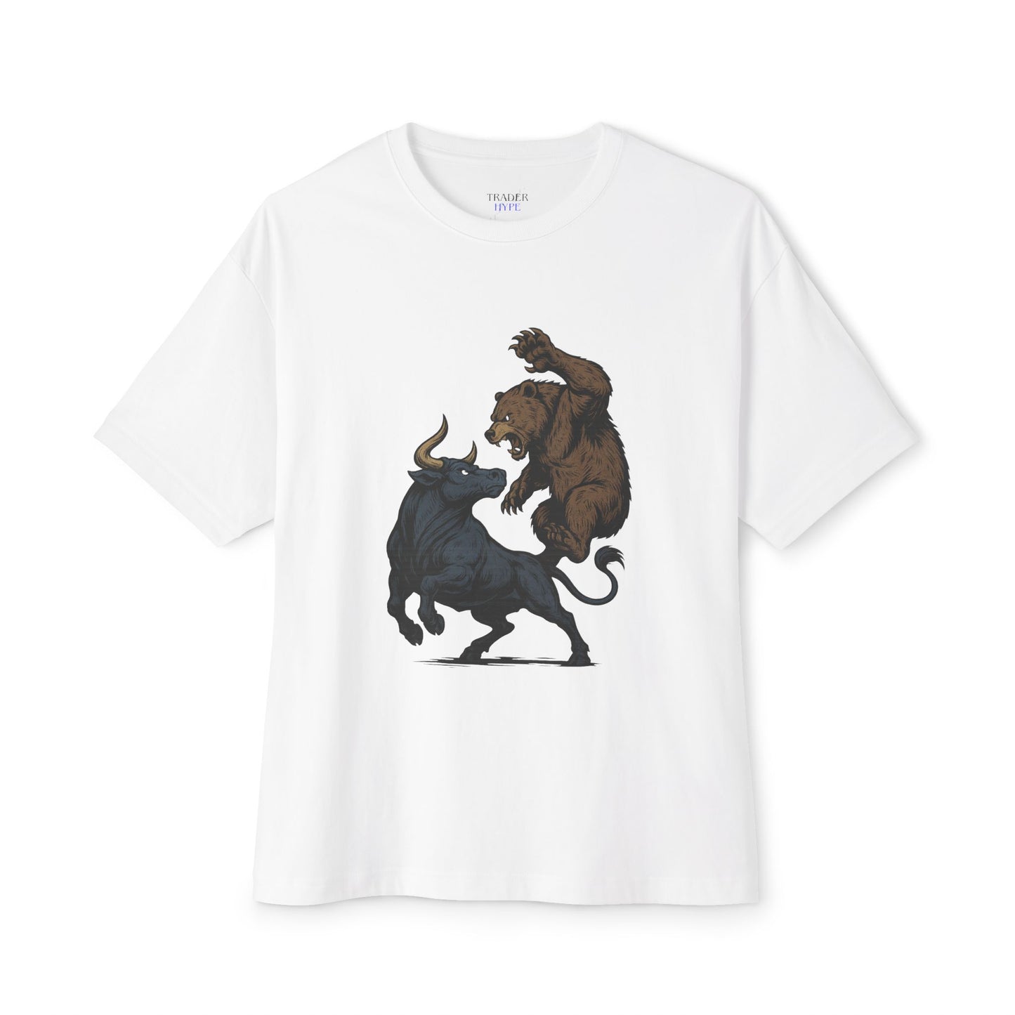 Stylish Unisex Oversized Tee with Bear and Bull Design