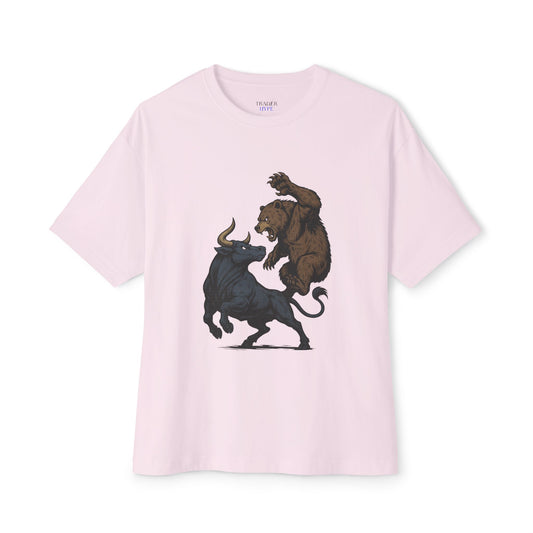 Stylish Unisex Oversized Tee with Bear and Bull Design